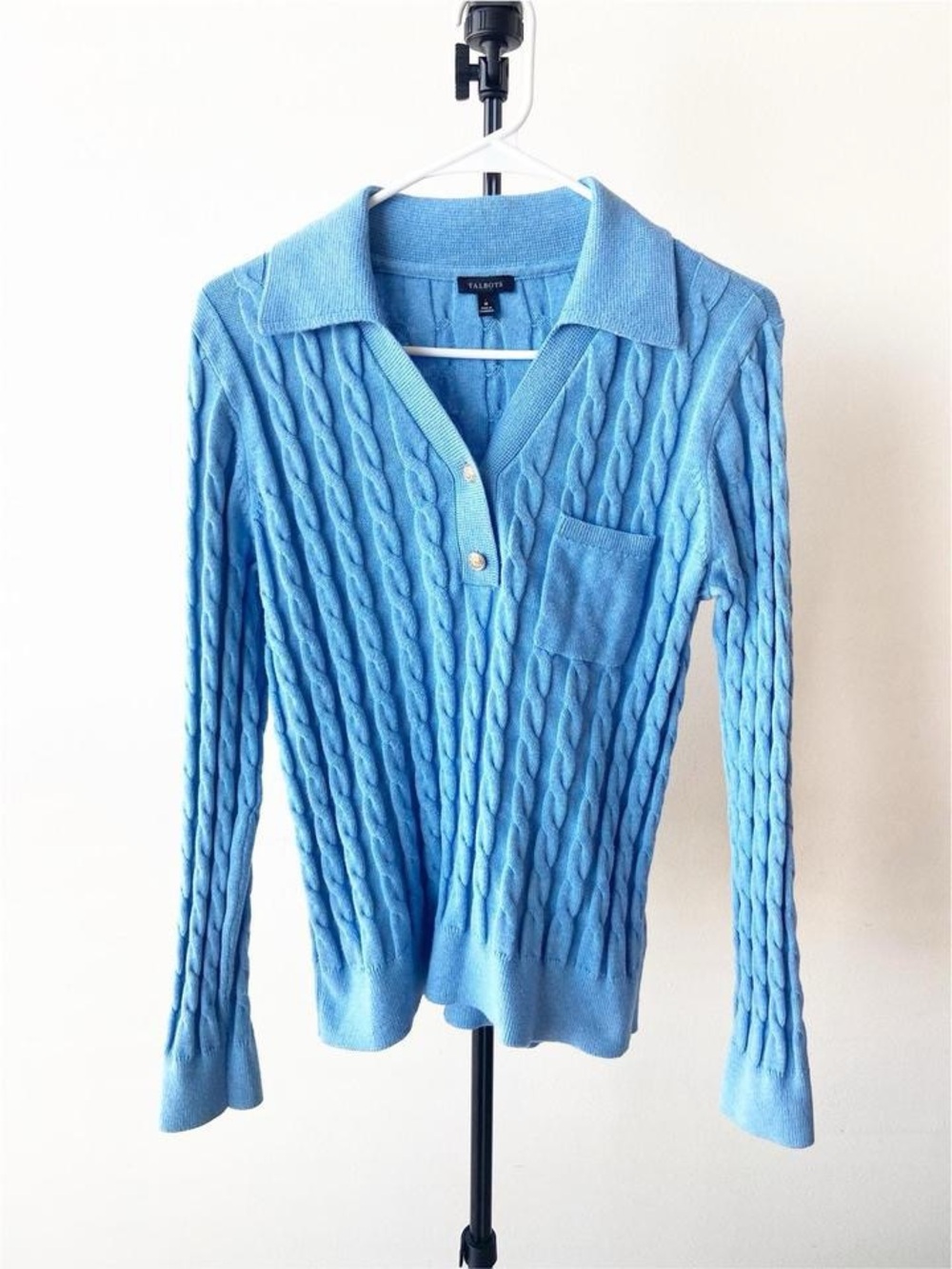Talbots Blue Cable-Knit Sweater Size M